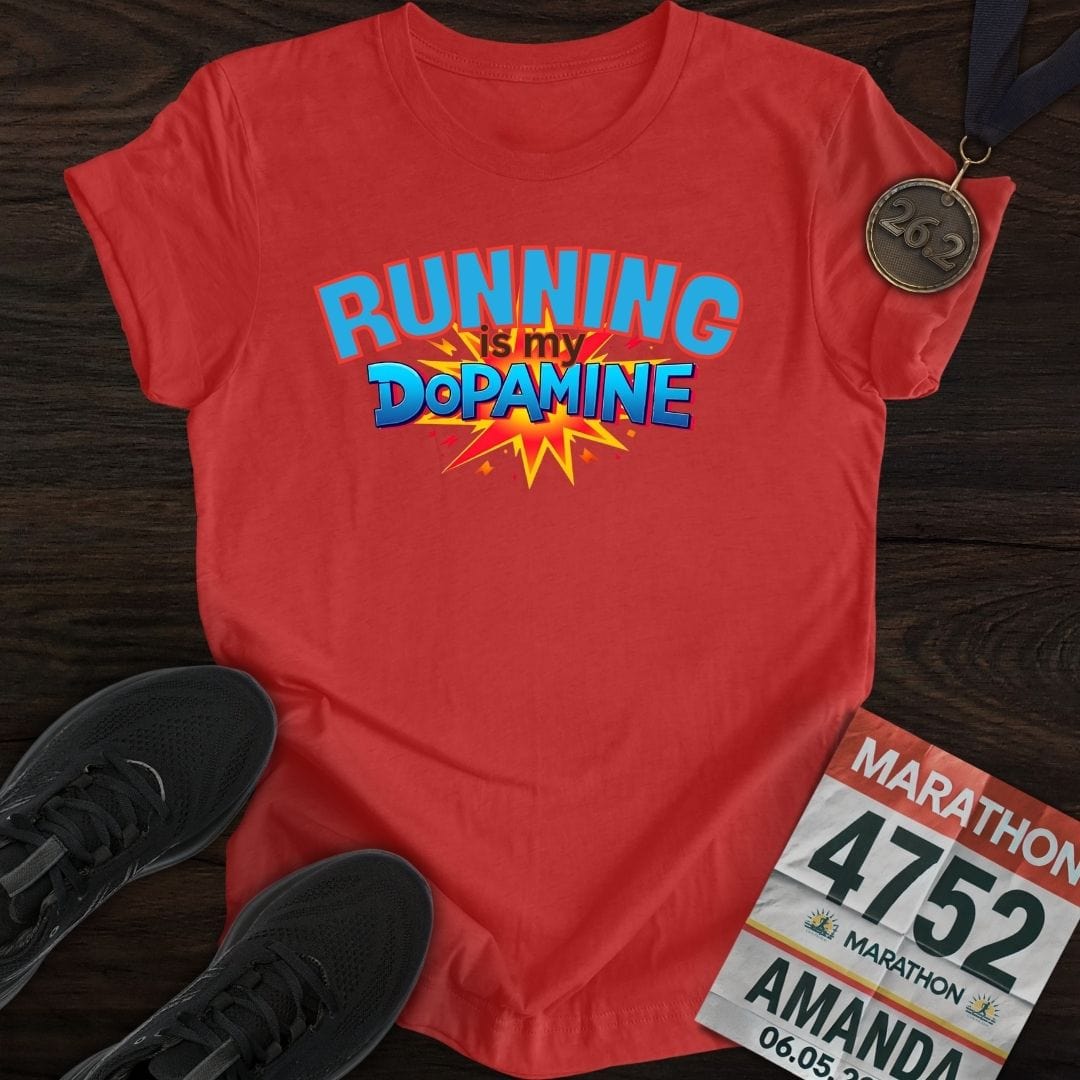 Printify T-Shirt Heather Red / S Running Is My Dopamine -2- T-shirt