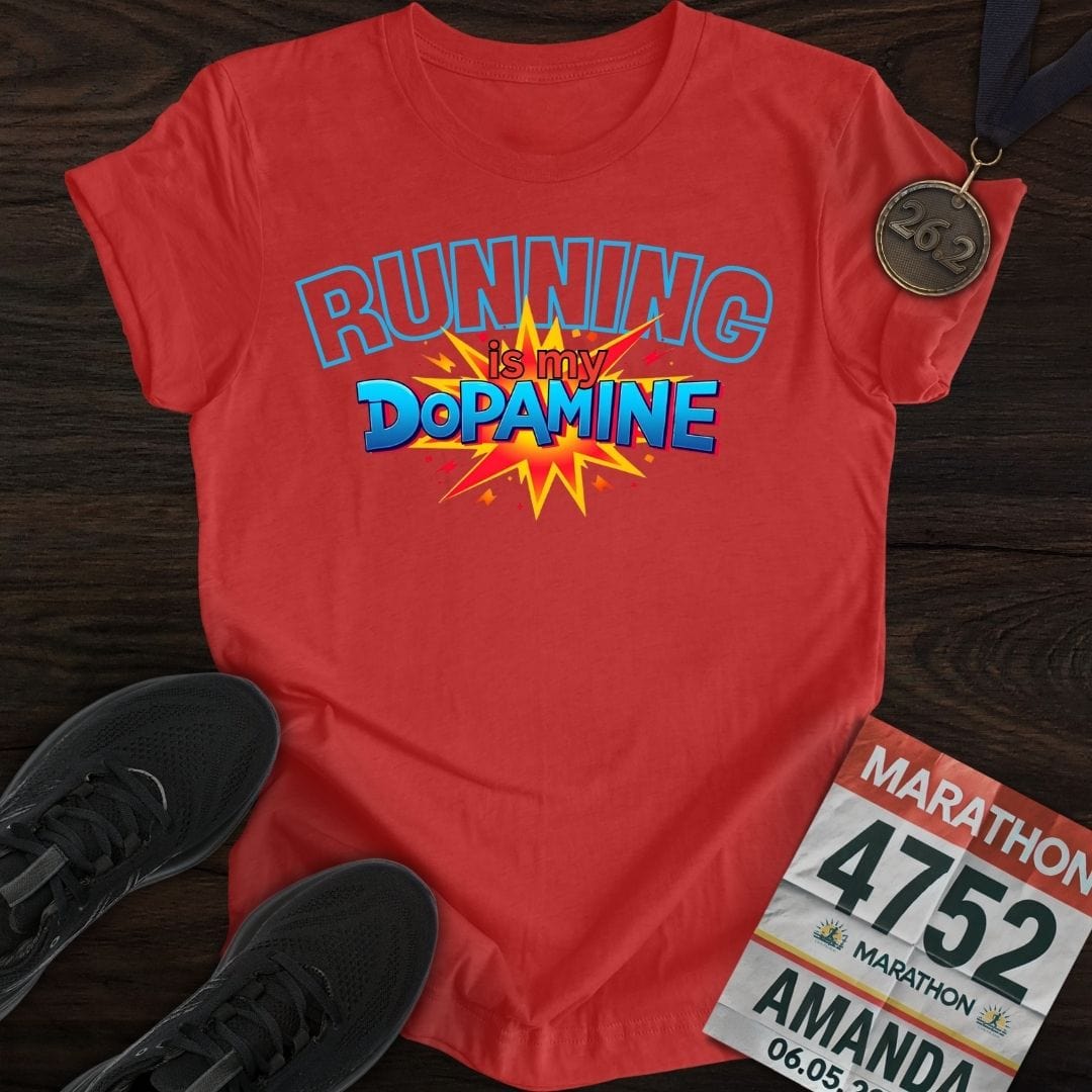 Printify T-Shirt Heather Red / S Running Is My Dopamine T-shirt