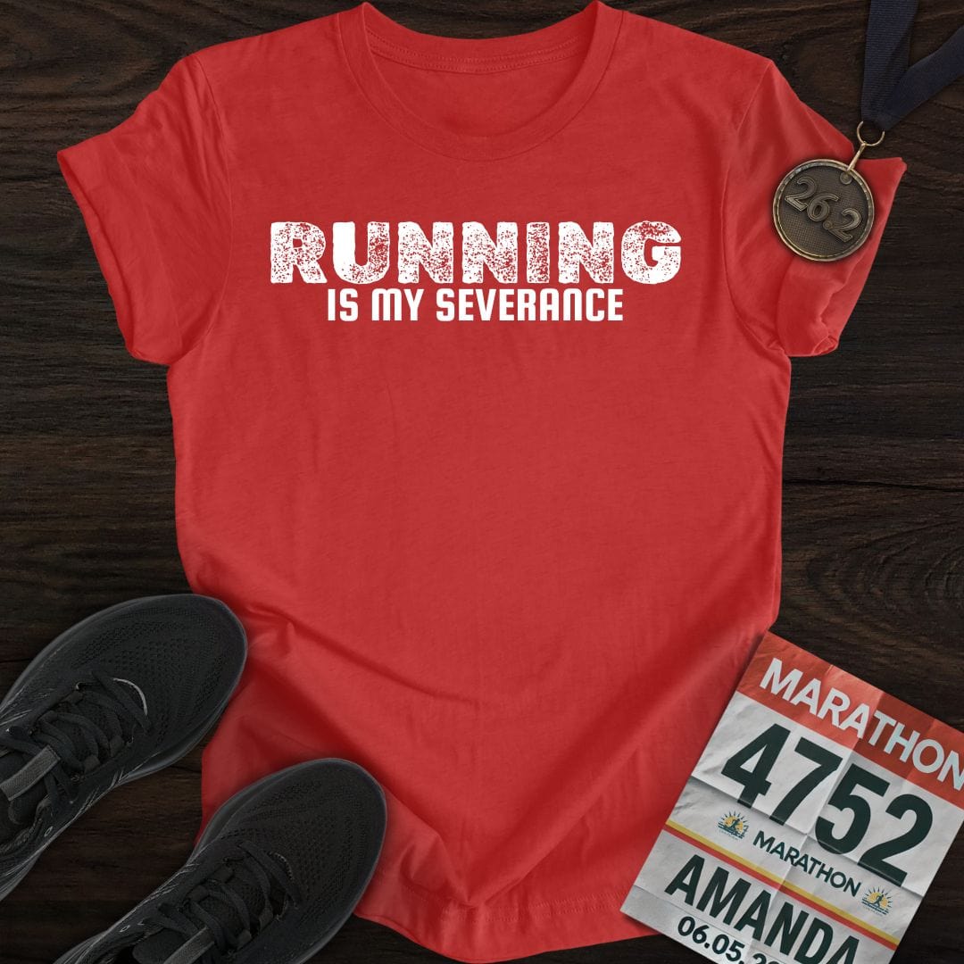 Printify T-Shirt Heather Red / S Running Is My Severance T-shirt