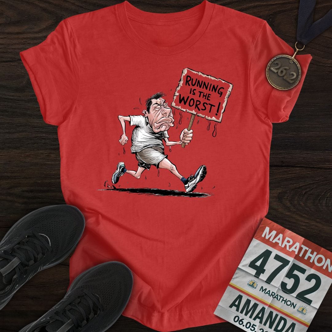 Printify T-Shirt Heather Red / S Running is the worst! T-Shirt