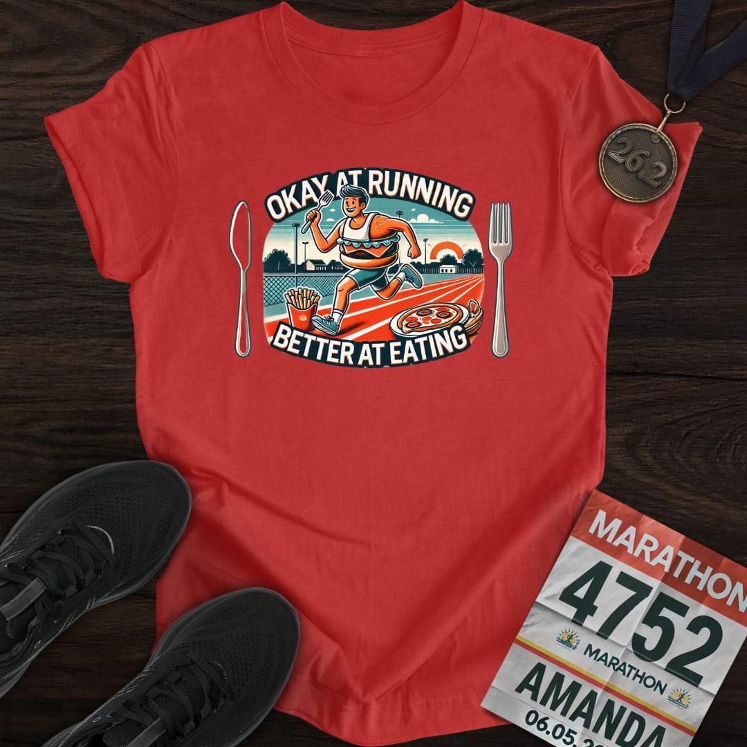 Printify T-Shirt Heather Red / S Running or Eating T-Shirt