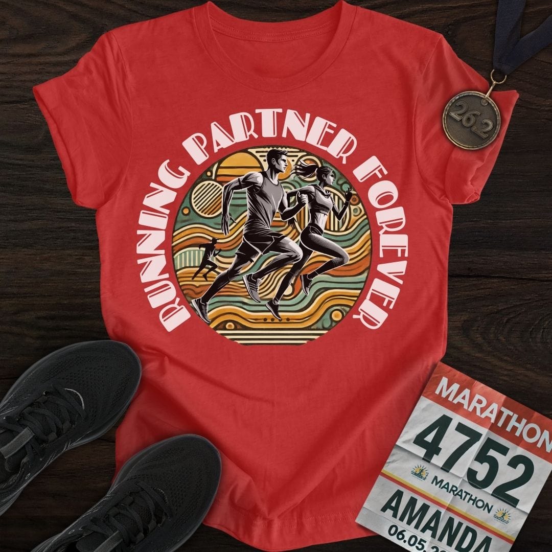 Printify T-Shirt Heather Red / S Running Partner Forever T-Shirt