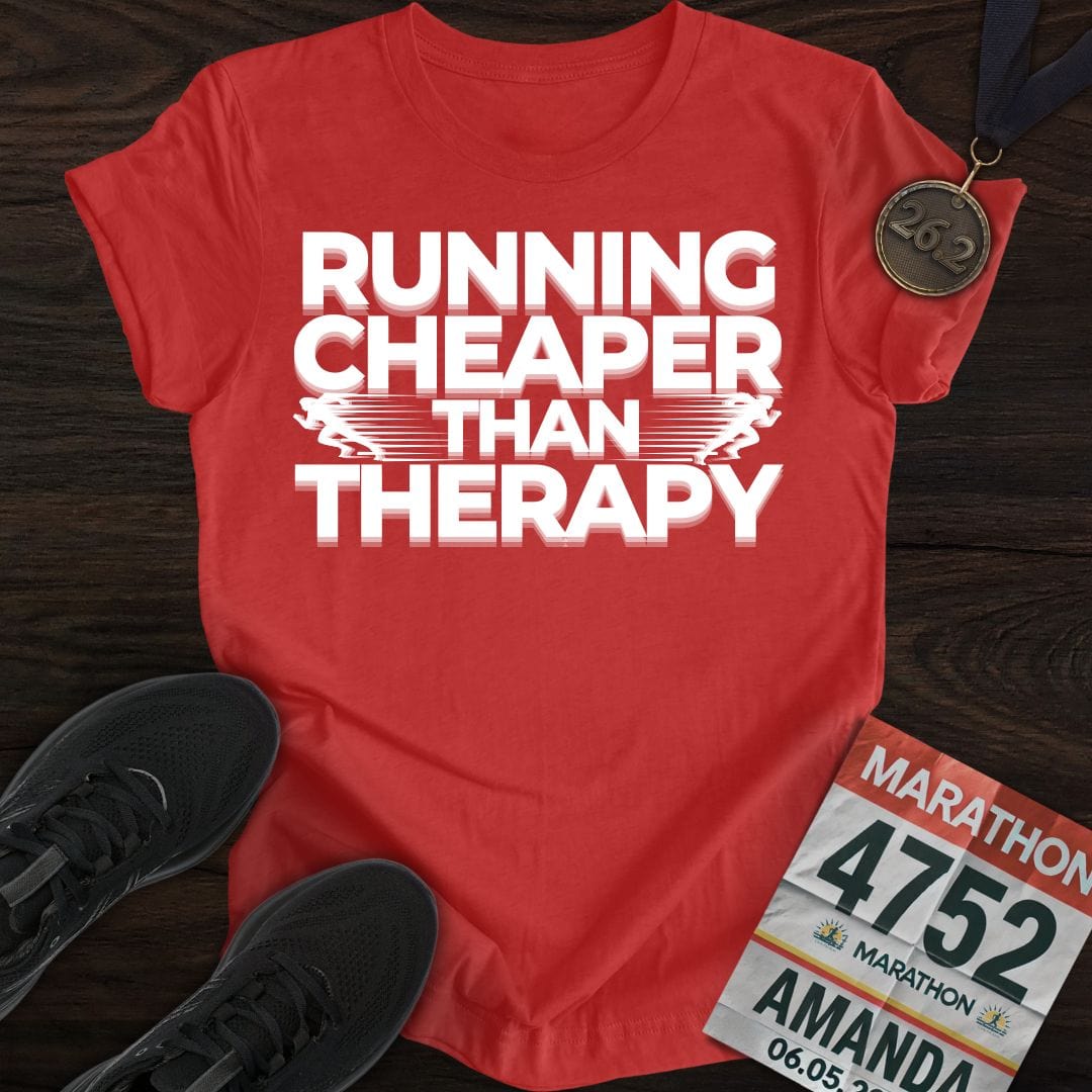 Printify T-Shirt Heather Red / S Running Therapy T-shirt