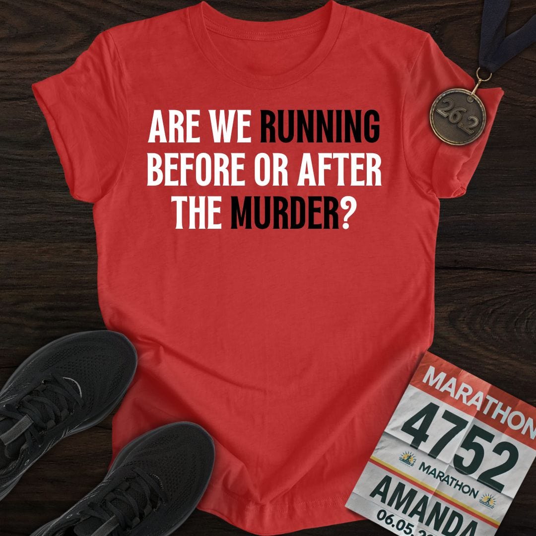 Printify T-Shirt Heather Red / S Running Through the Crime T-shirt