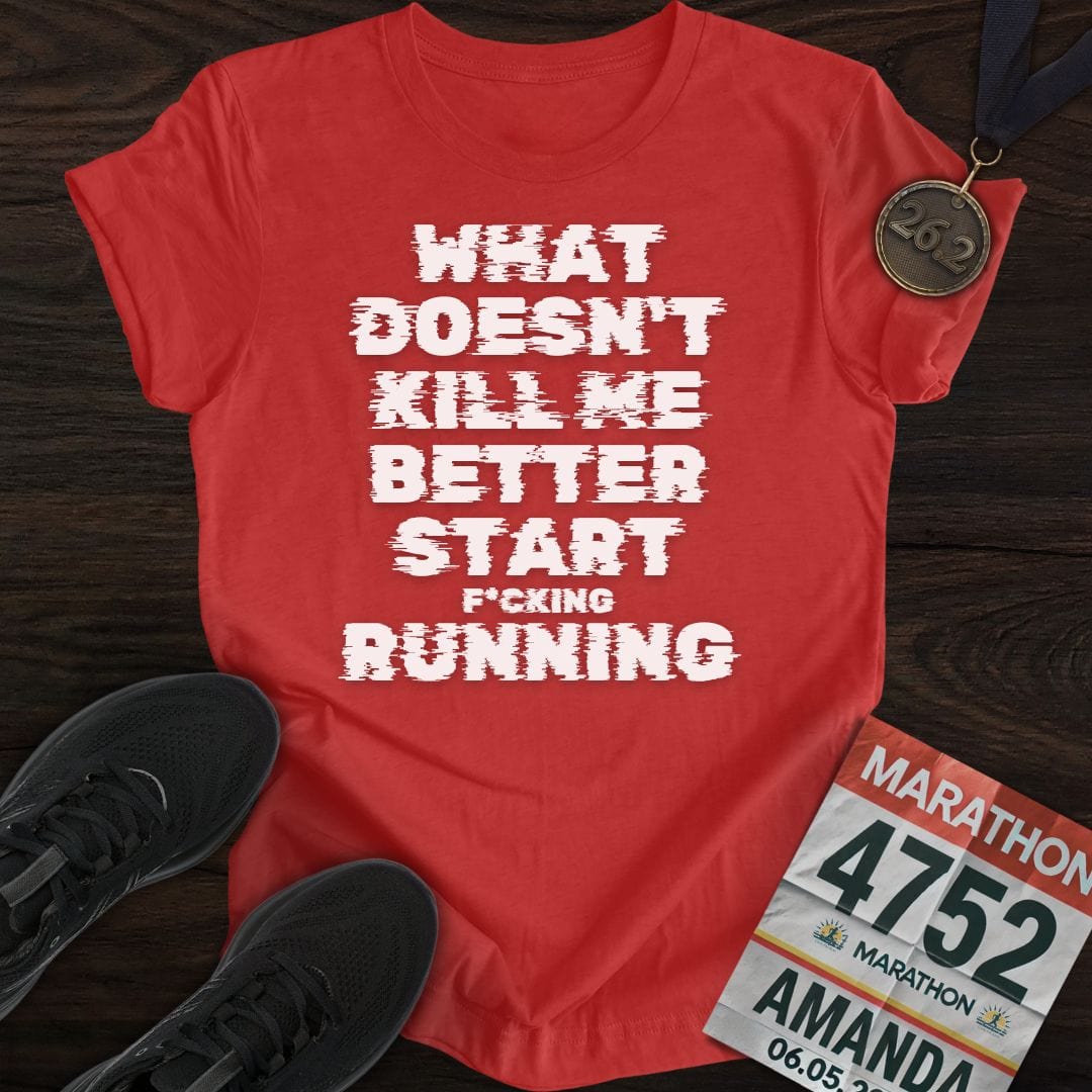 Printify T-Shirt Heather Red / S Start F*cking Running T-Shirt