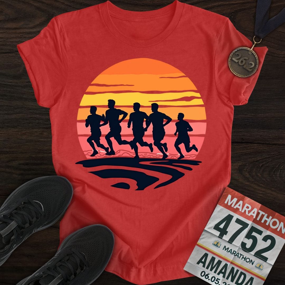 Printify T-Shirt Heather Red / S Sunset Strides T-shirt