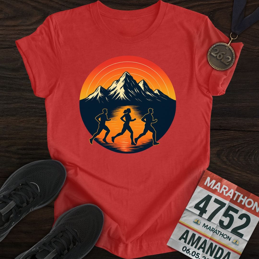 Printify T-Shirt Heather Red / S Sunset Strides T-Shirt