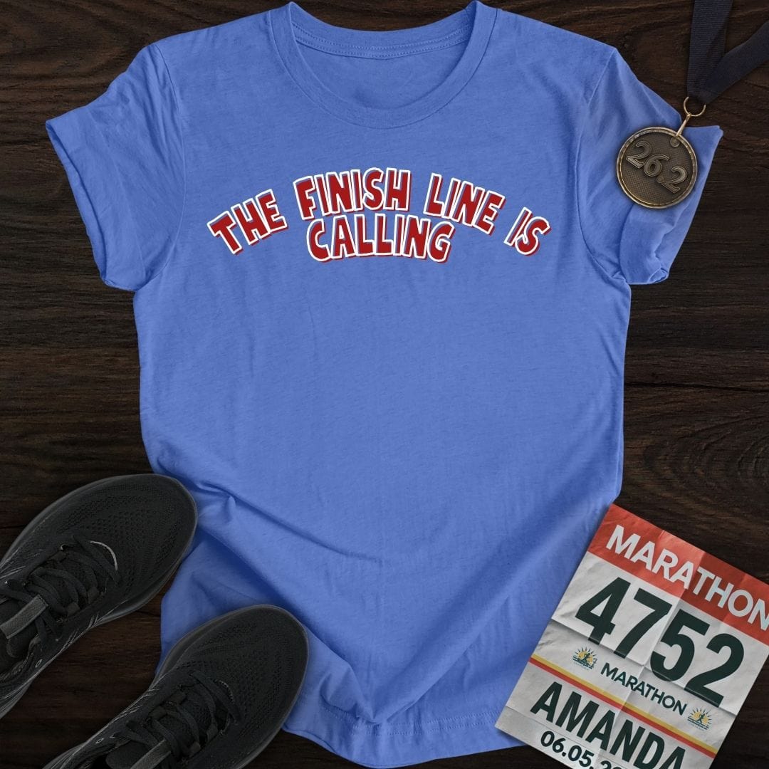 Printify T-Shirt Heather Red / S The Finish Line Is Calling! T-shirt