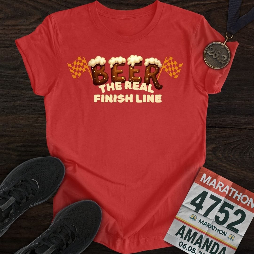 Printify T-Shirt Heather Red / S The Real Finish Line T-shirt