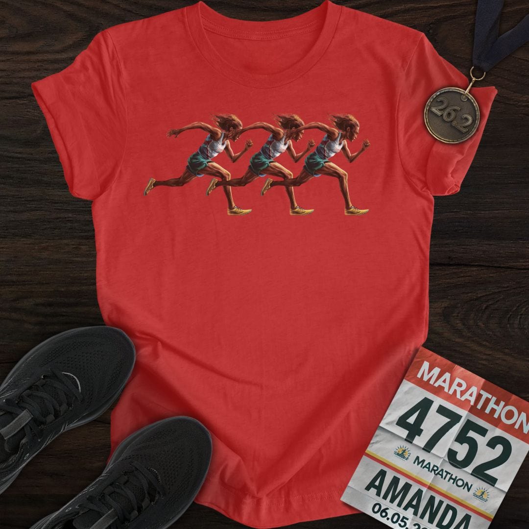Printify T-Shirt Heather Red / S Three Runners T-Shirt