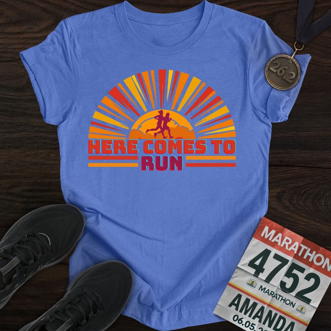 Printify T-Shirt Heather Royal / S Comes To Run T-shirt