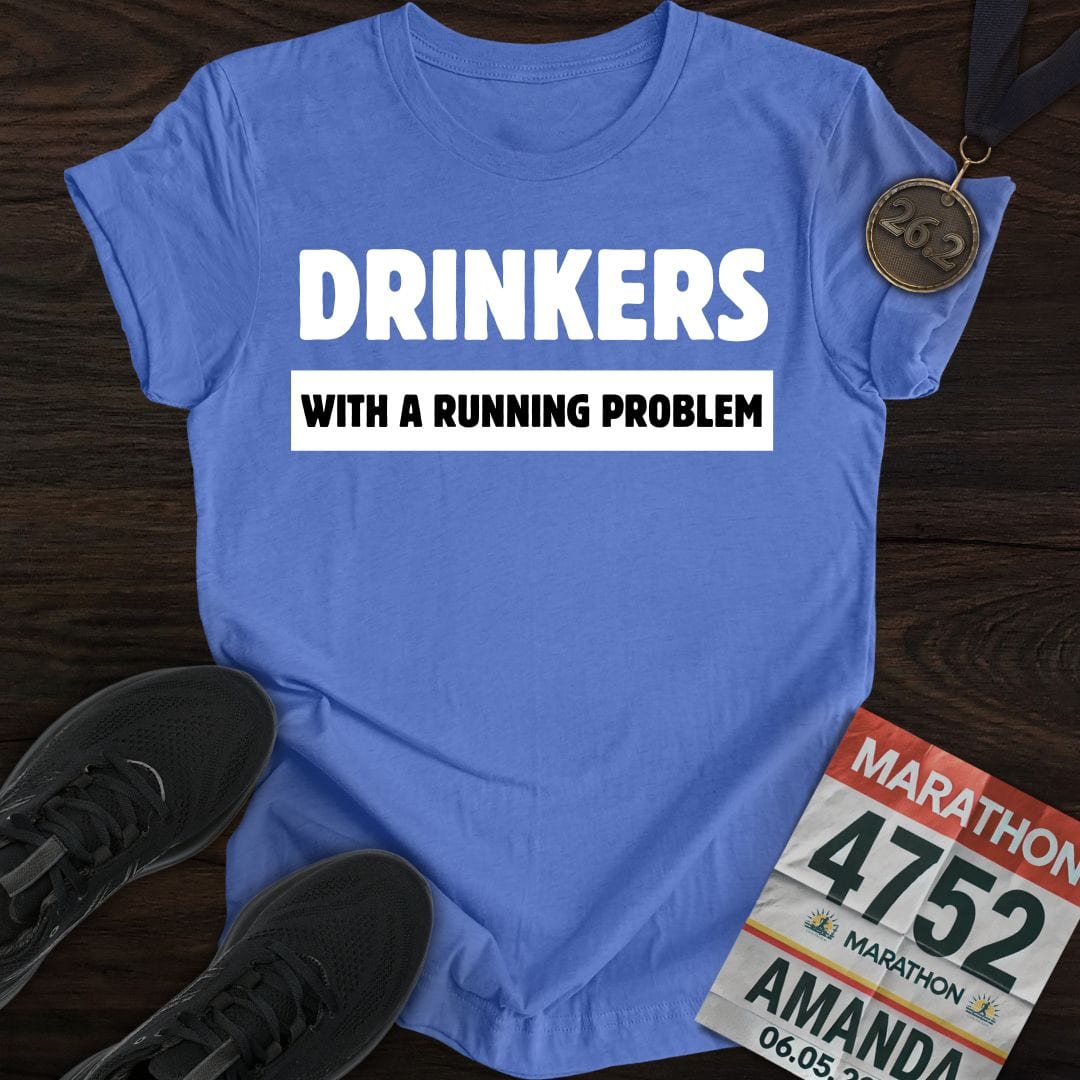 Printify T-Shirt Heather Royal / S Drinkers With A Running Problem T-Shirt