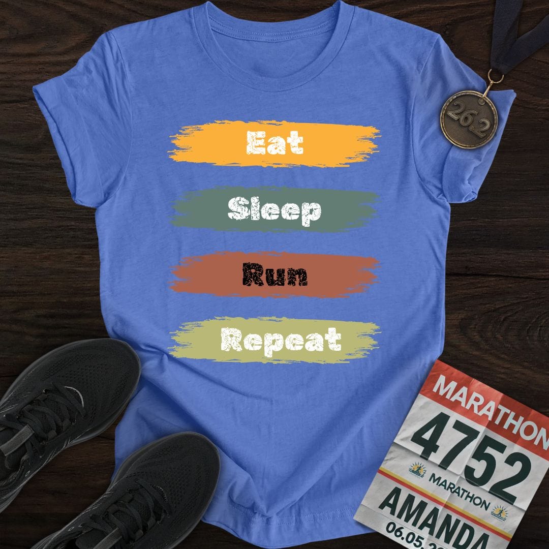 Printify T-Shirt Heather Royal / S Eat Sleep Run Repeat T-Shirt