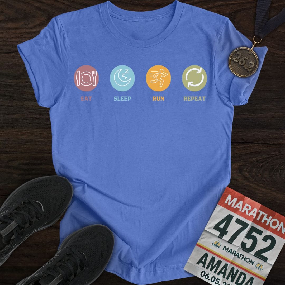 Printify T-Shirt Heather Royal / S Eat Sleep Run T-Shirt