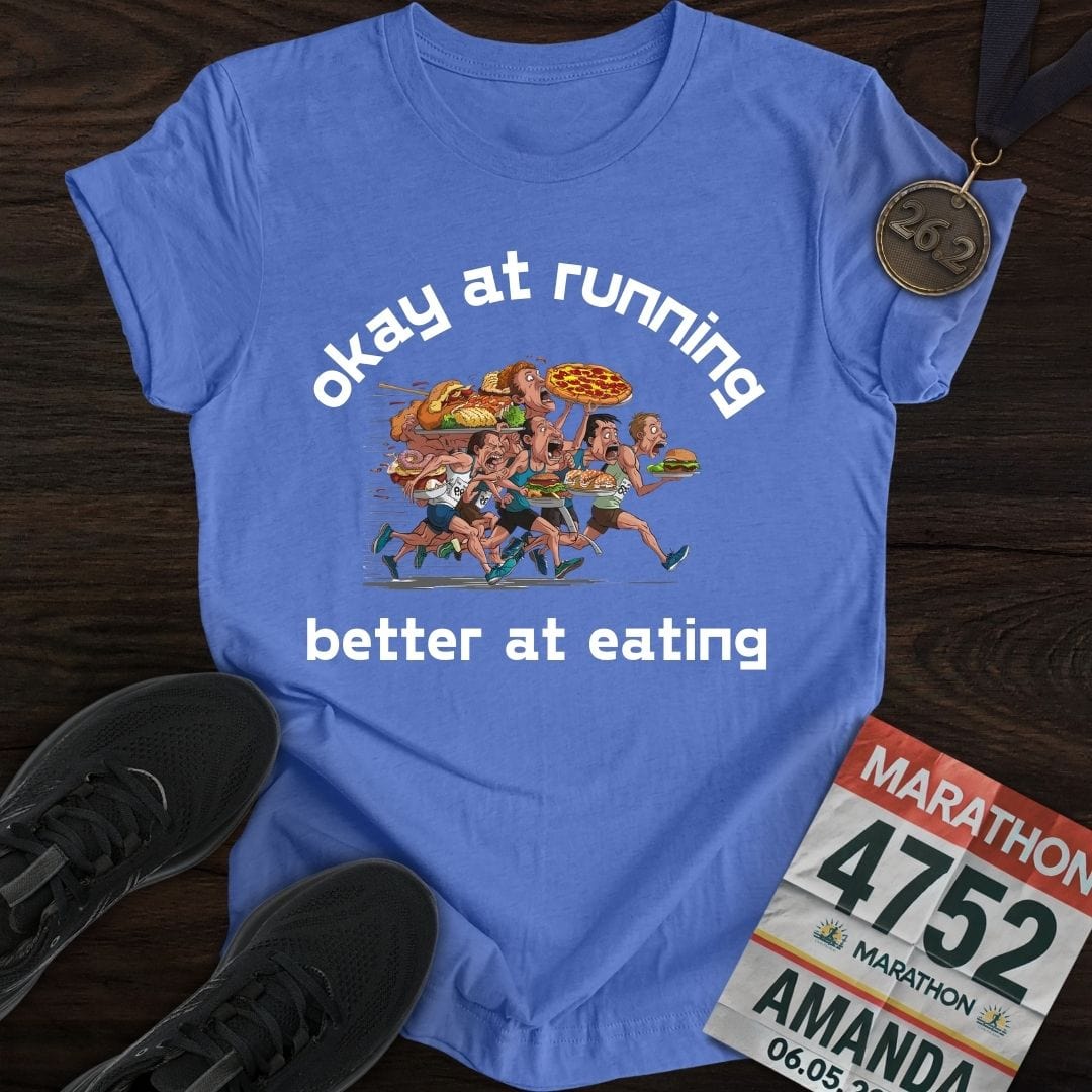Printify T-Shirt Heather Royal / S Eating and Keep Running T-Shirt