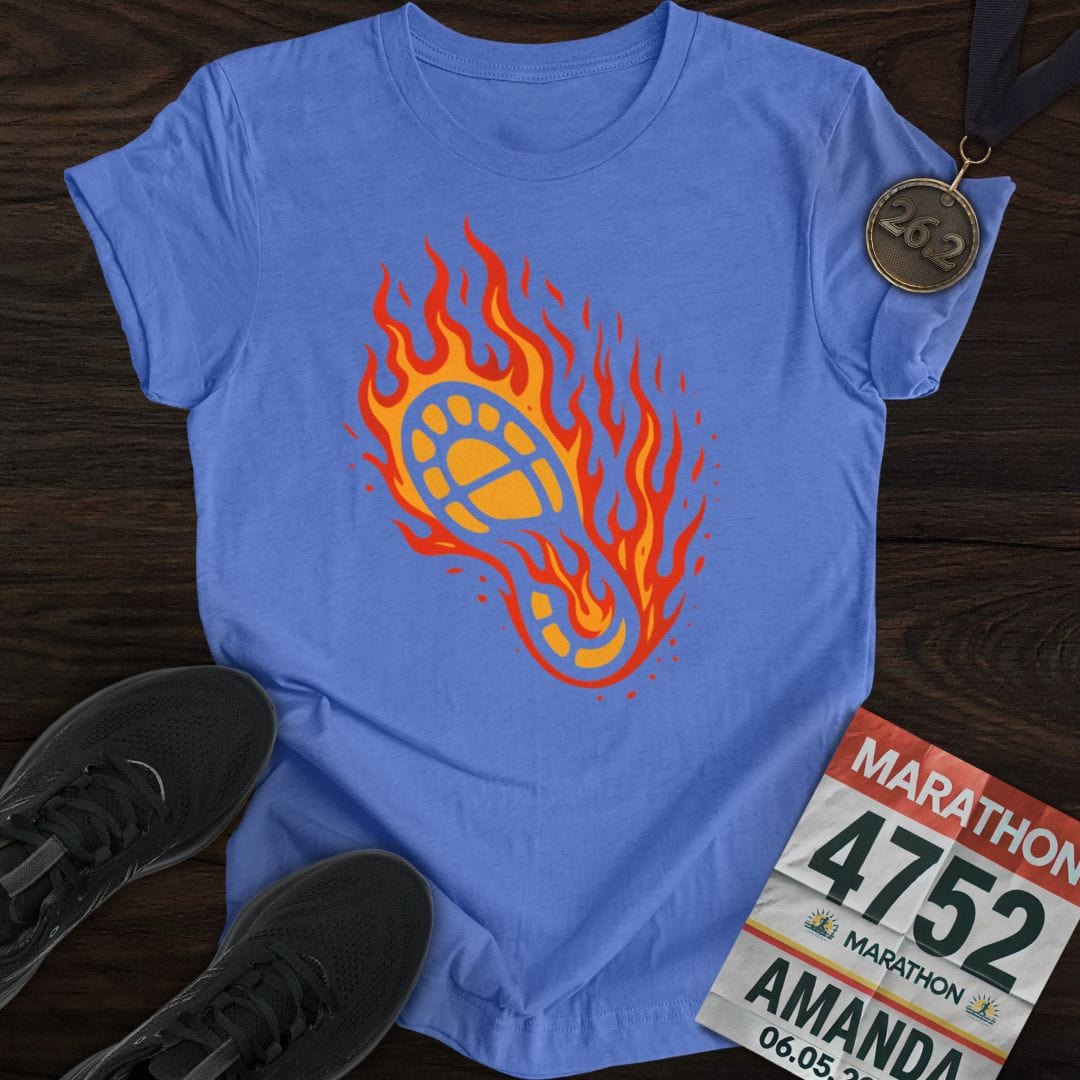 Printify T-Shirt Heather Royal / S Fire Running Shoes T-Shirt