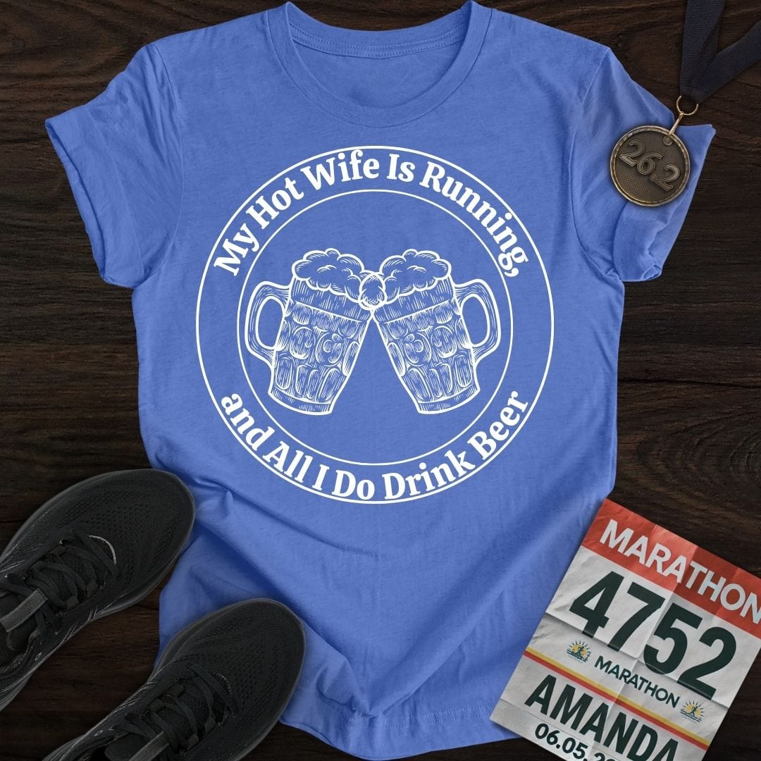 Printify T-Shirt Heather Royal / S Hot Wife is Running T-Shirt