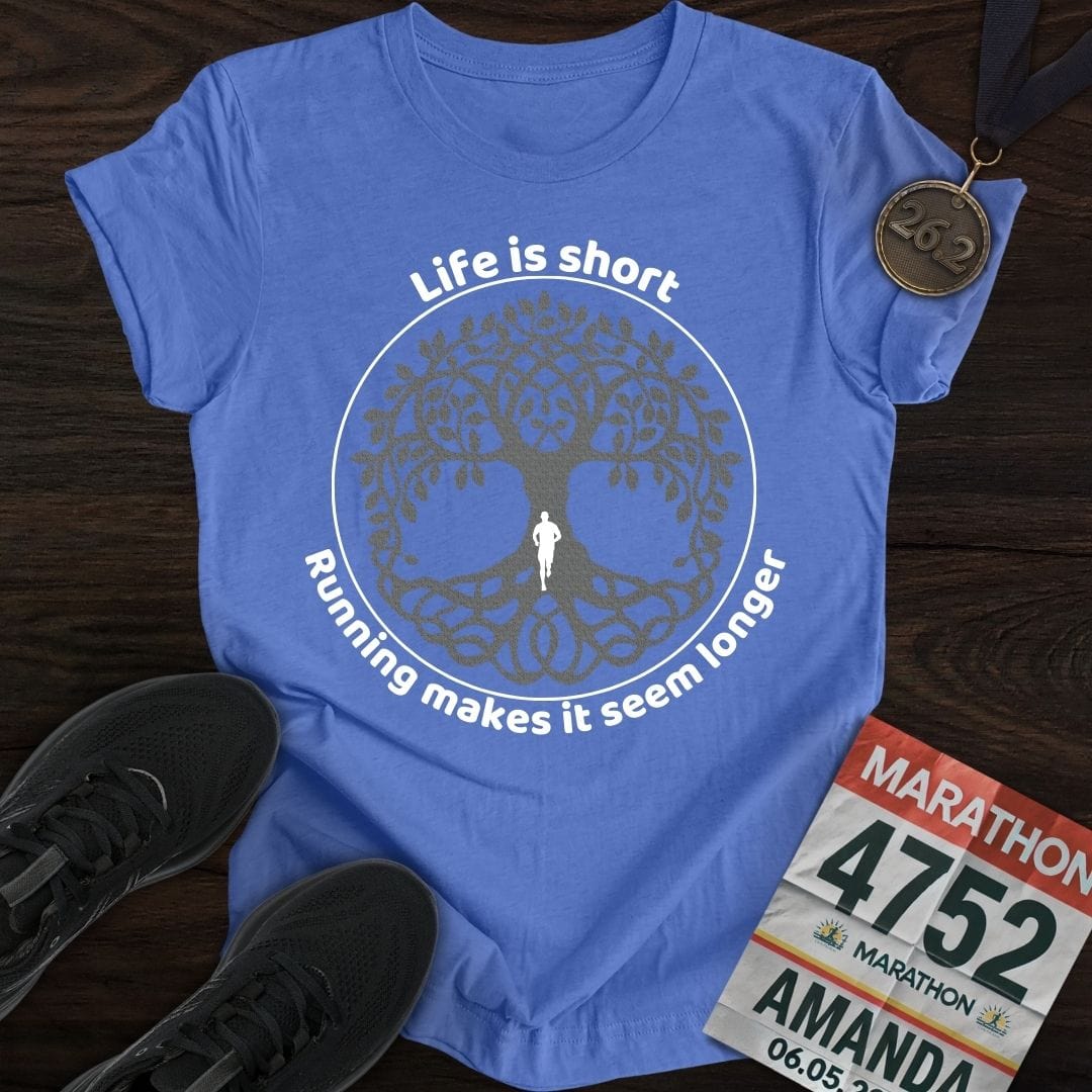 Printify T-Shirt Heather Royal / S Life Is Short Go Run T-Shirt