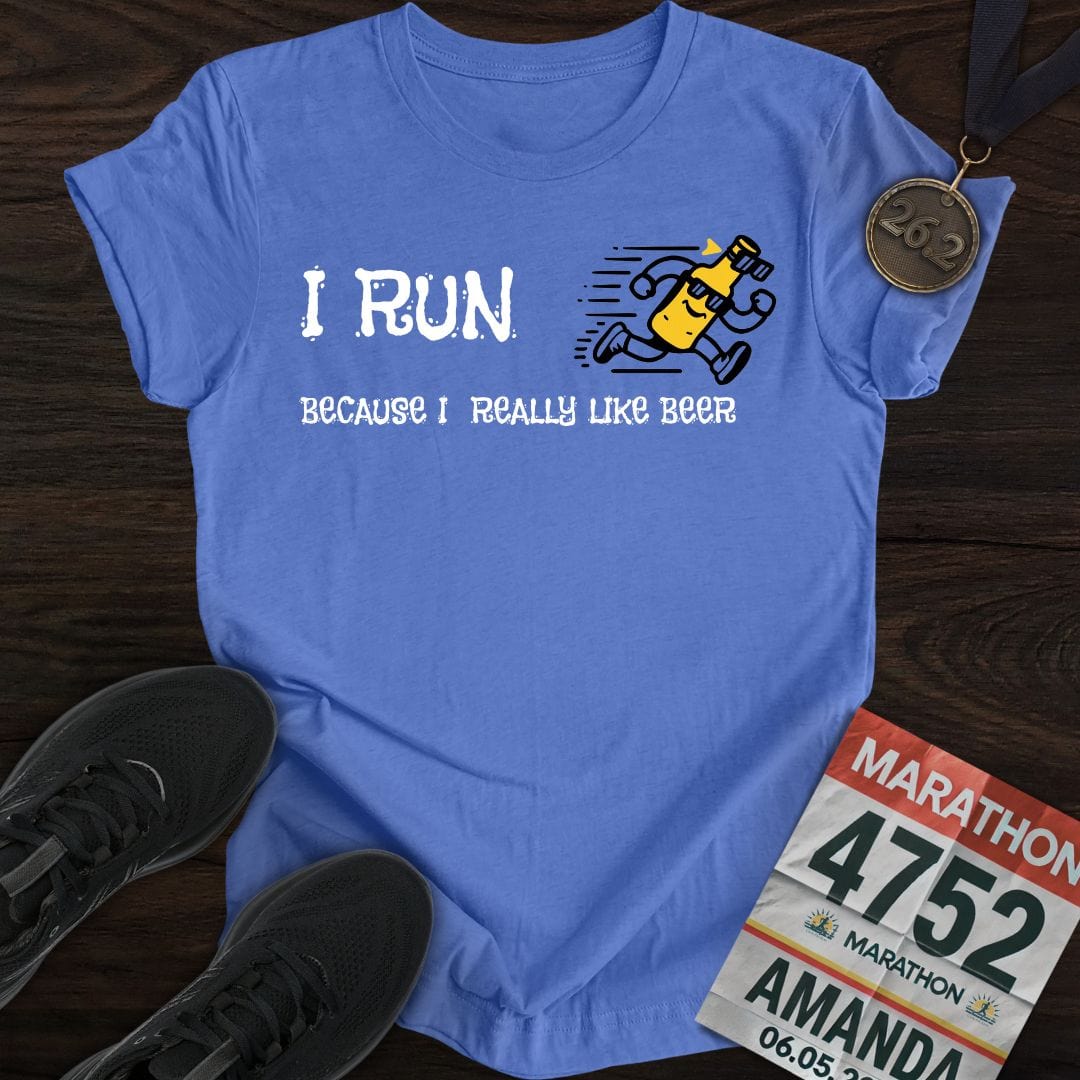 Printify T-Shirt Heather Royal / S Like Run for Beer T-Shirt