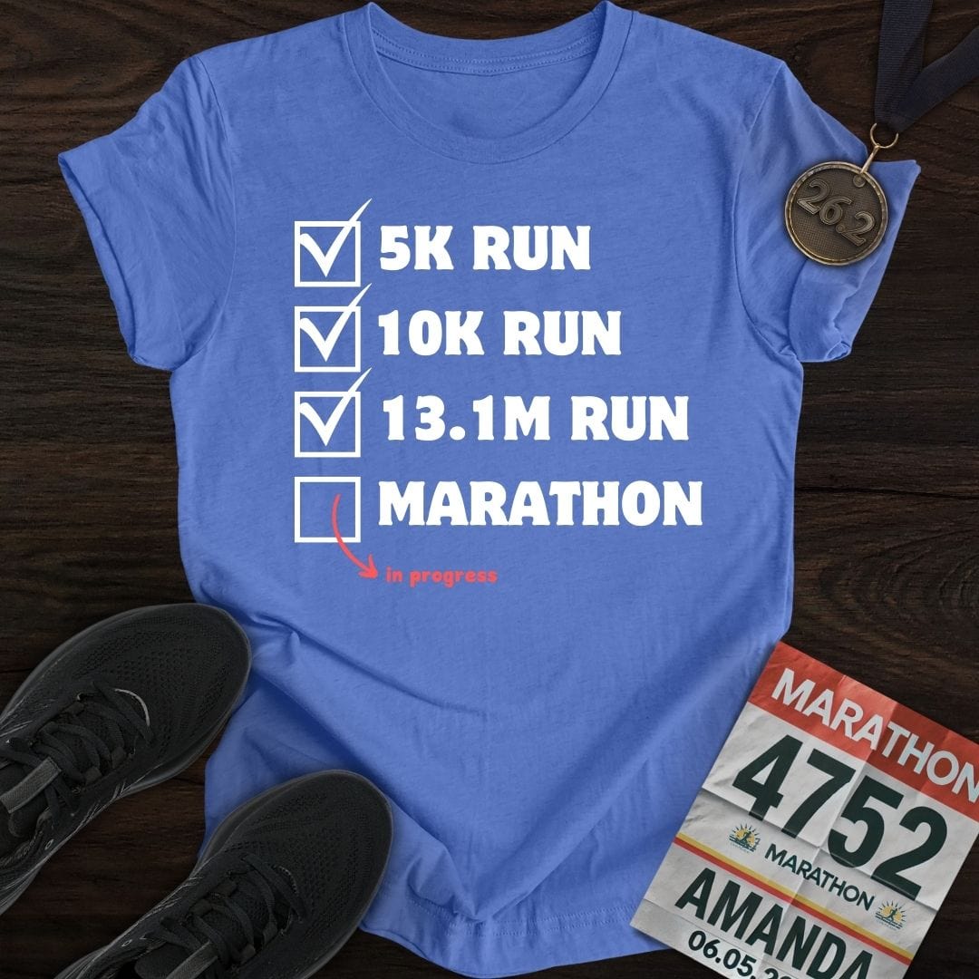 Printify T-Shirt Heather Royal / S Marathon in Progress T-Shirt