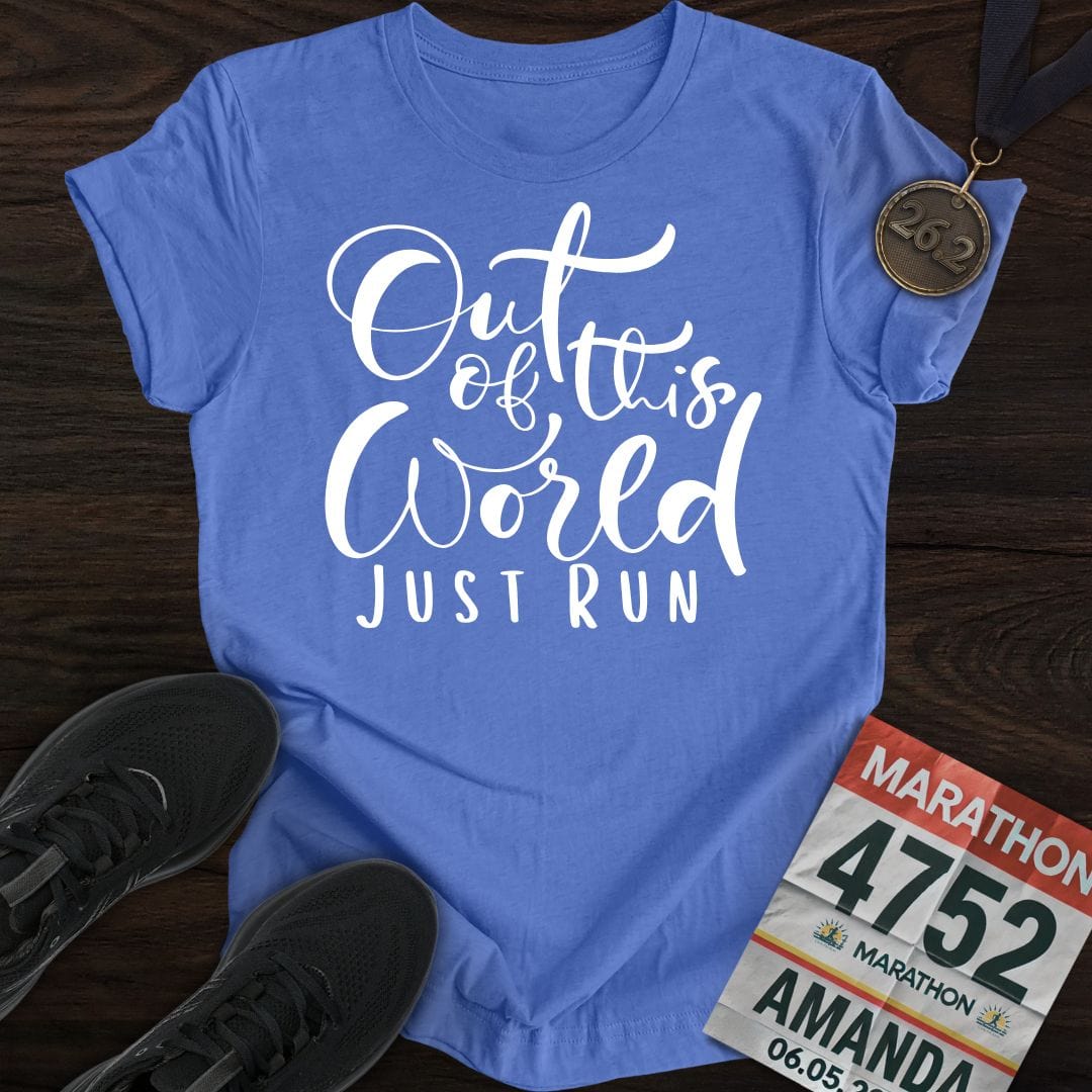 Printify T-Shirt Heather Royal / S Out of This World, Just Run T-shirt