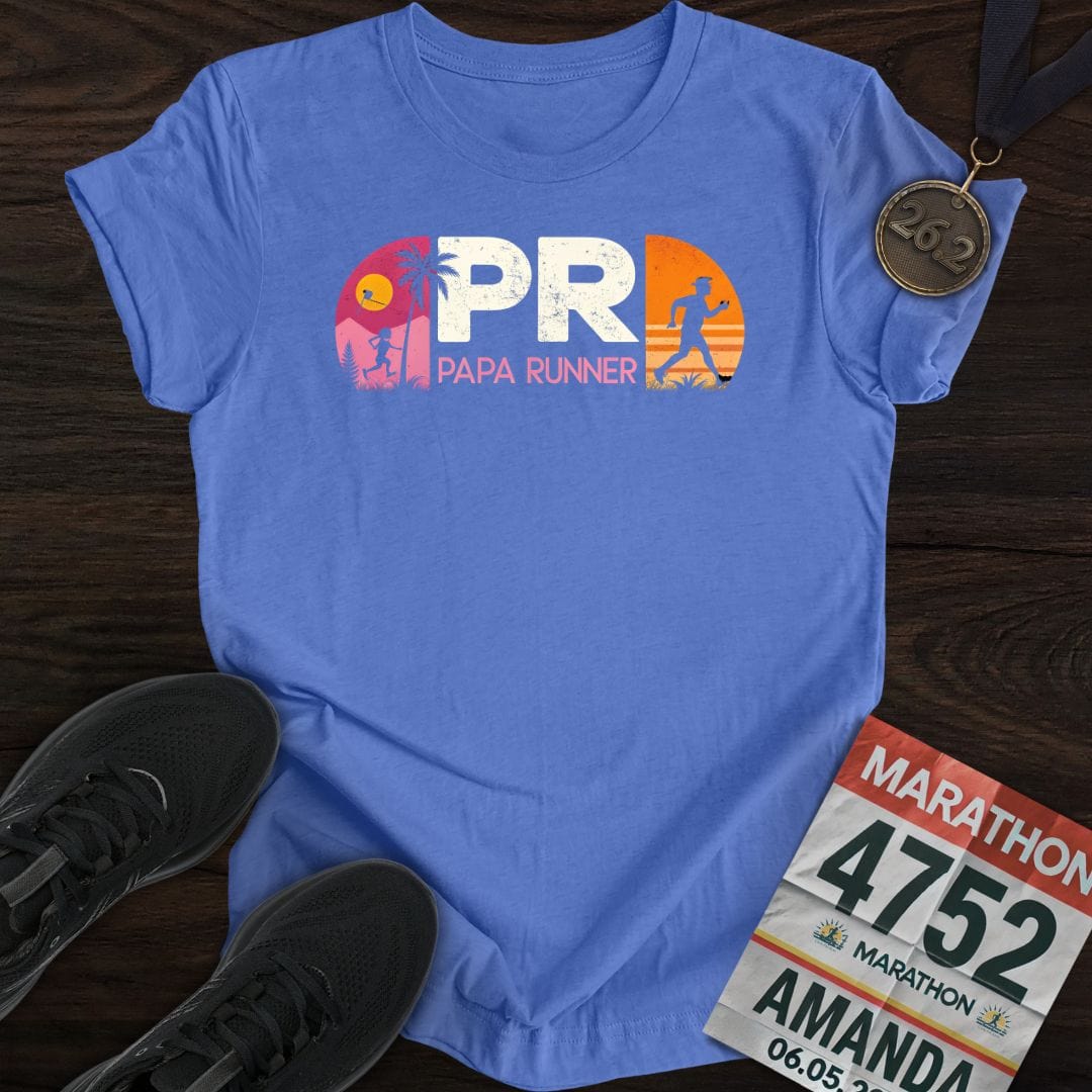 Printify T-Shirt Heather Royal / S PR: Papa Runner -1- T-shirt
