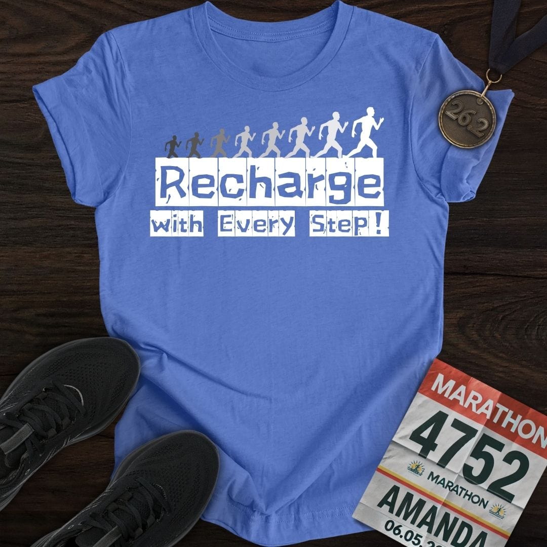 Printify T-Shirt Heather Royal / S Recharge with Every Step!