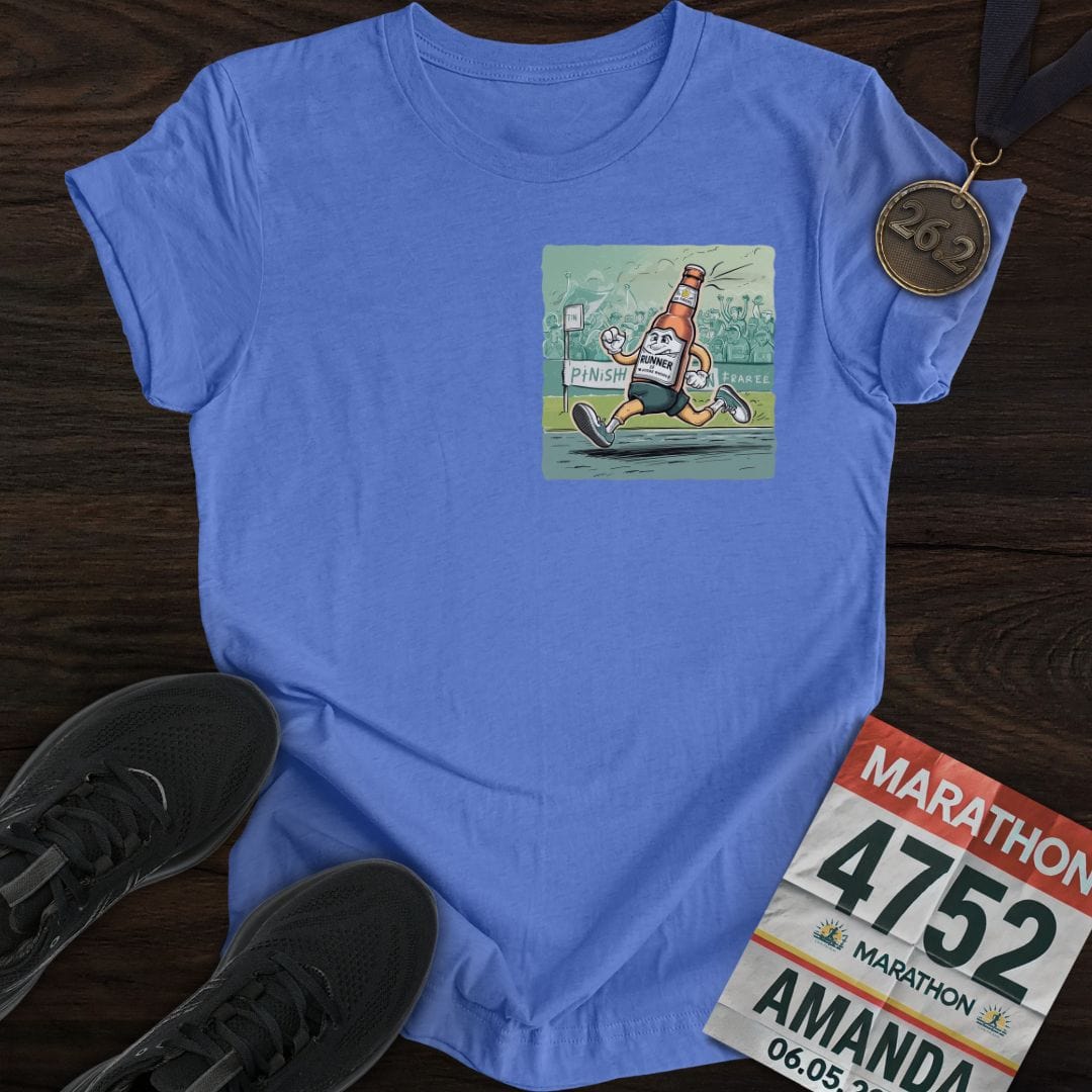 Printify T-Shirt Heather Royal / S Run Beer Bottle T-Shirt