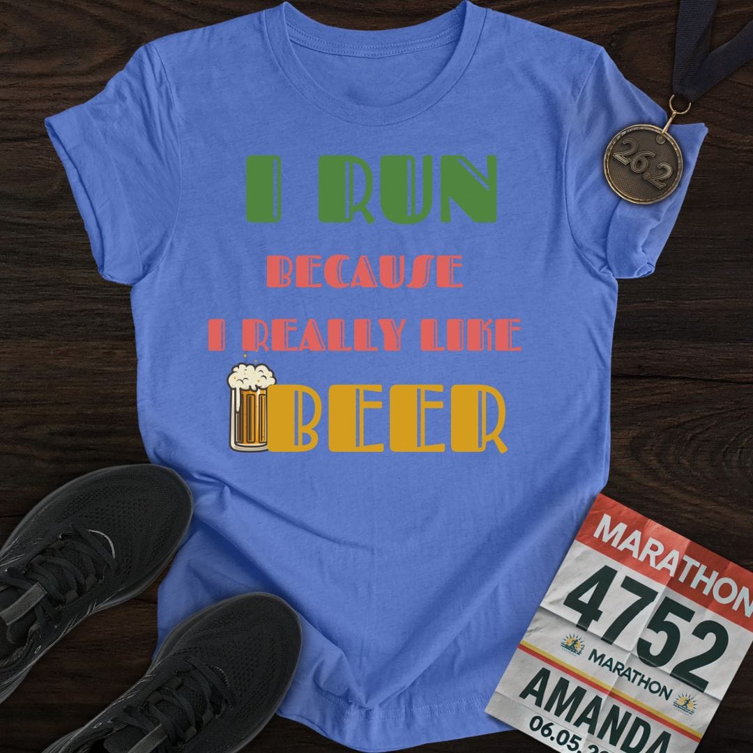 Printify T-Shirt Heather Royal / S Run For Beer T-Shirt