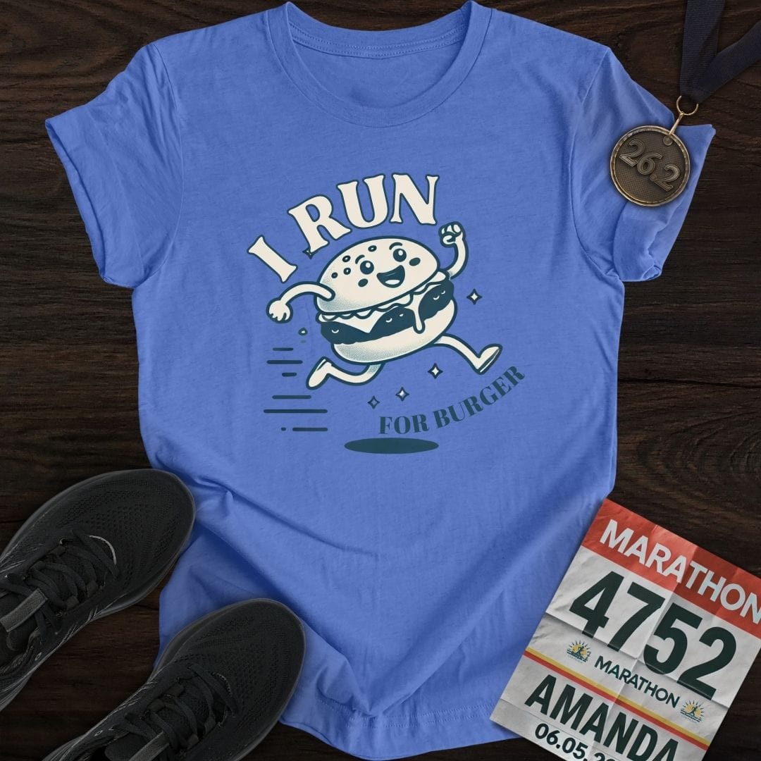 Printify T-Shirt Heather Royal / S Run For Burger T-Shirt