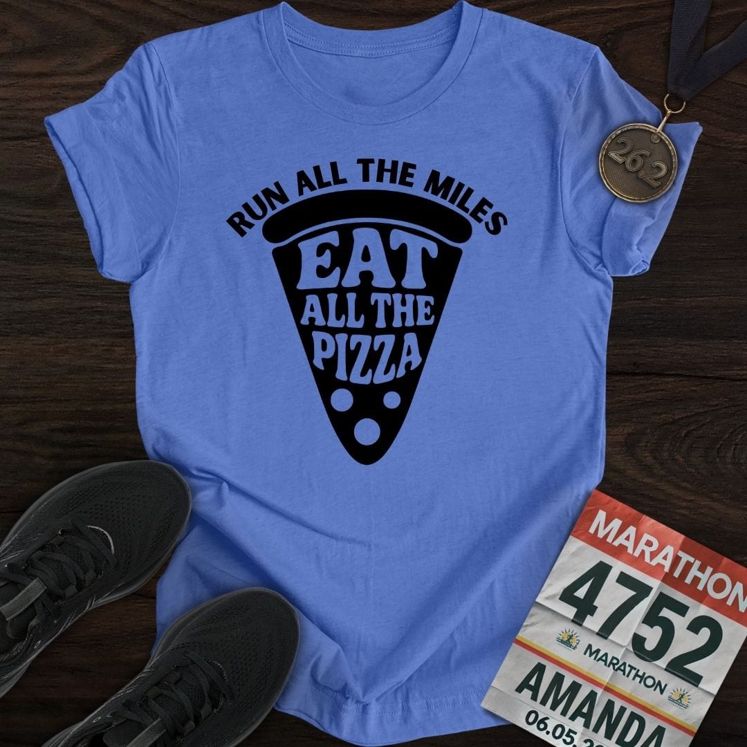Printify T-Shirt Heather Royal / S Run For Pizza T-Shirt