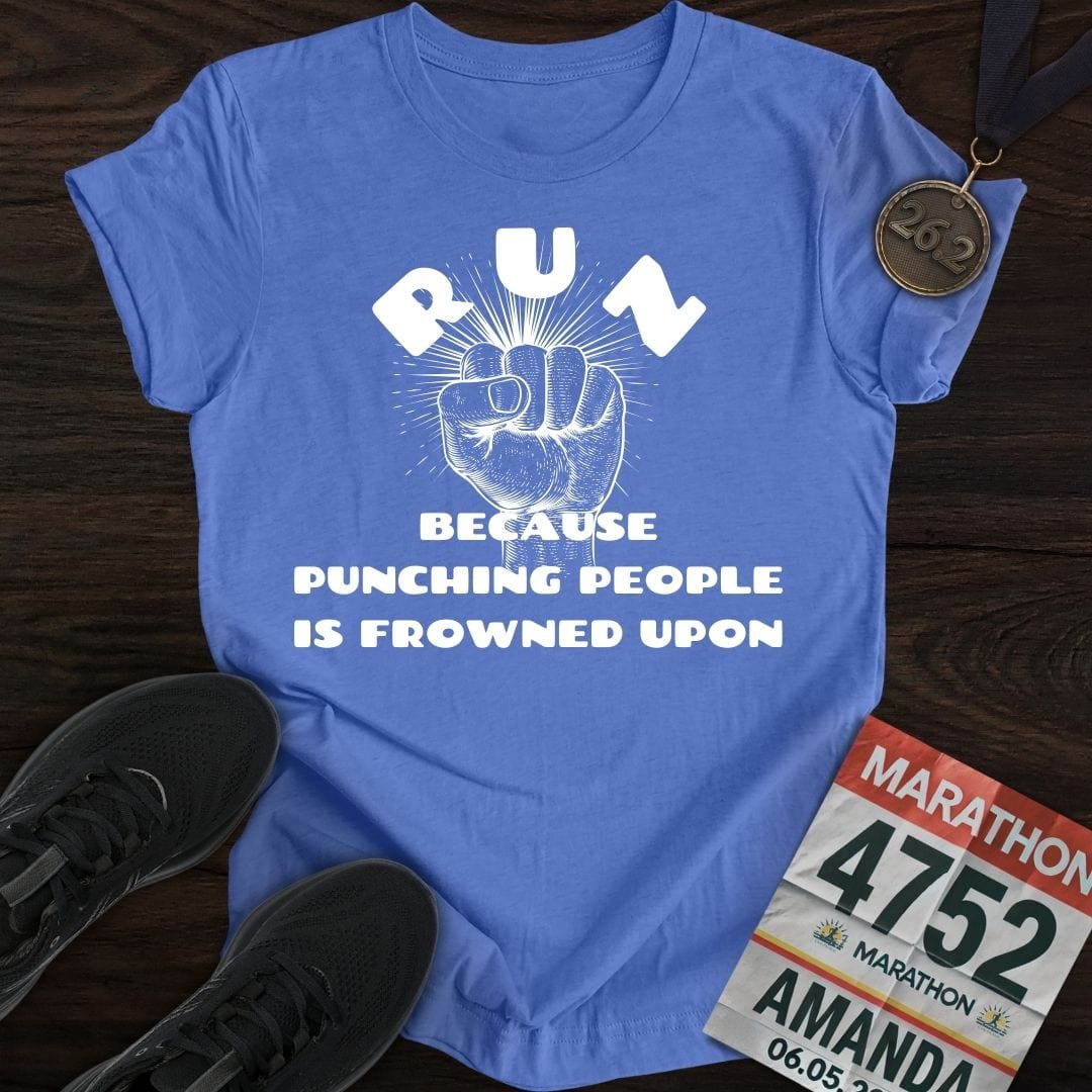 Printify T-Shirt Heather Royal / S Run For Punching People T-shirt