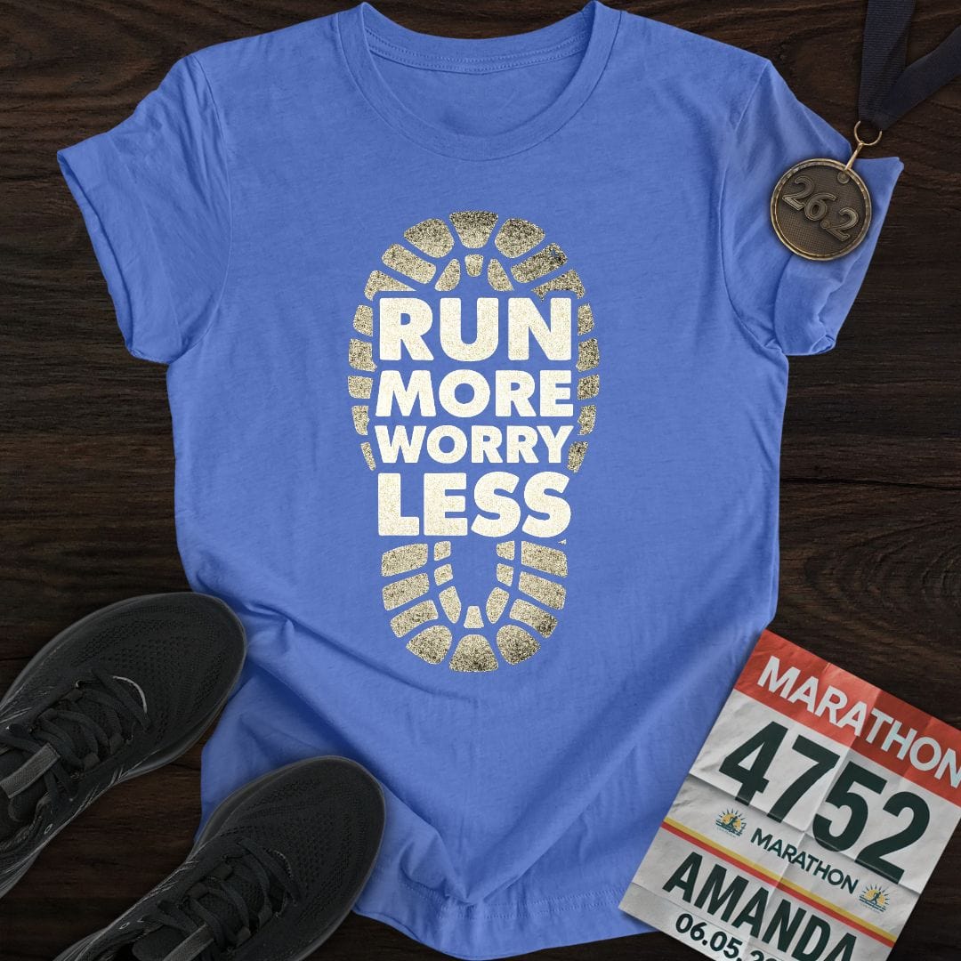 Printify T-Shirt Heather Royal / S Run More Worry Less -2- T-Shirt