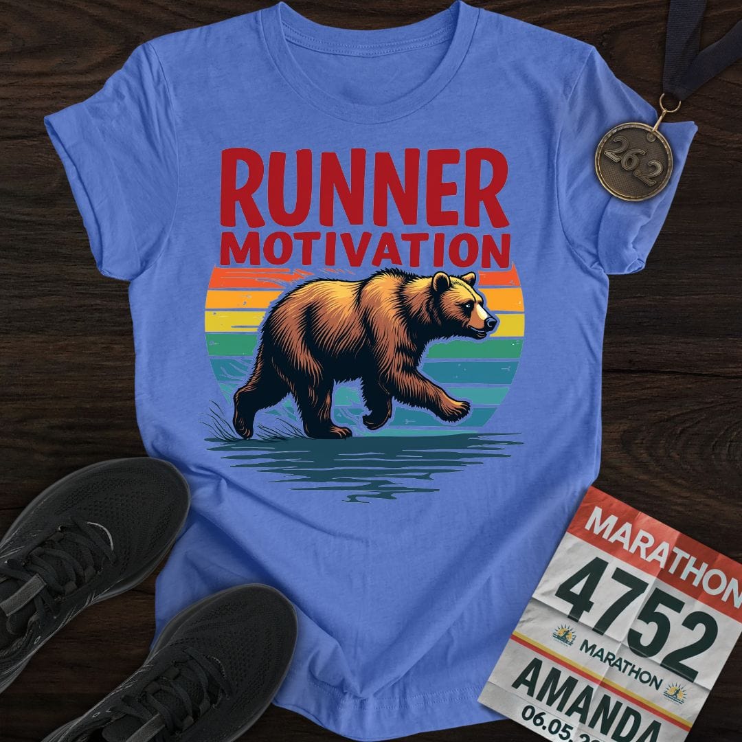 Printify T-Shirt Heather Royal / S Runner Bear Motivation T-shirt