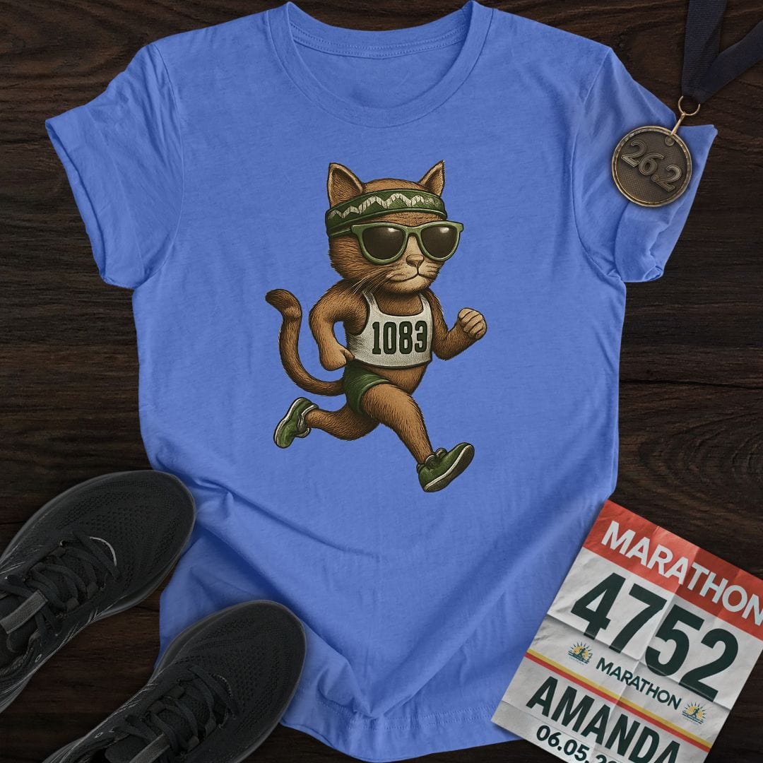 Printify T-Shirt Heather Royal / S Runner Cat T-Shirt