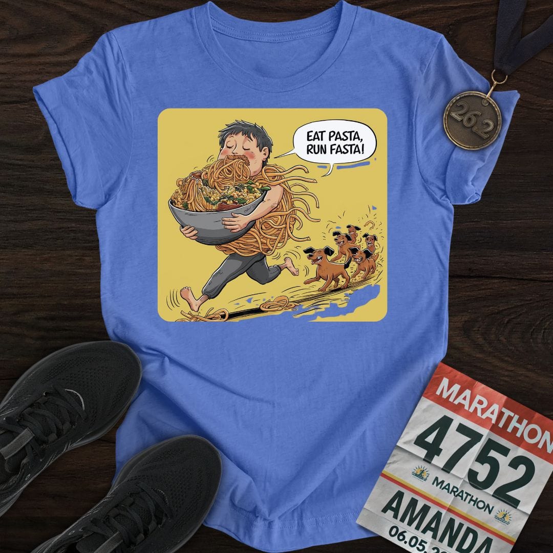 Printify T-Shirt Heather Royal / S Runner Pasta T-Shirt