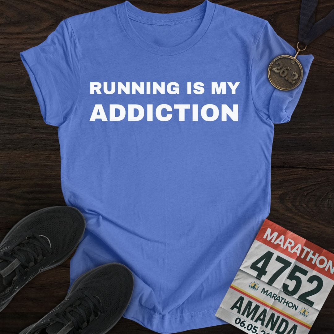 Printify T-Shirt Heather Royal / S Running Is My Addiction T-Shirt