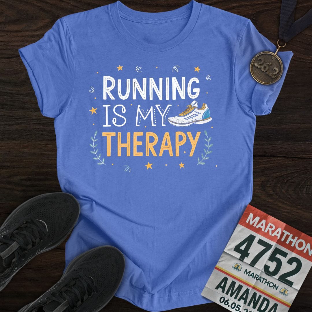 Printify T-Shirt Heather Royal / S Running is my therapy -2- T-shirt