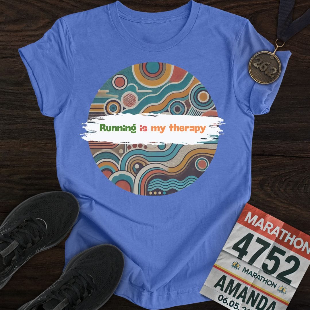 Printify T-Shirt Heather Royal / S Running is My Therapy T-Shirt