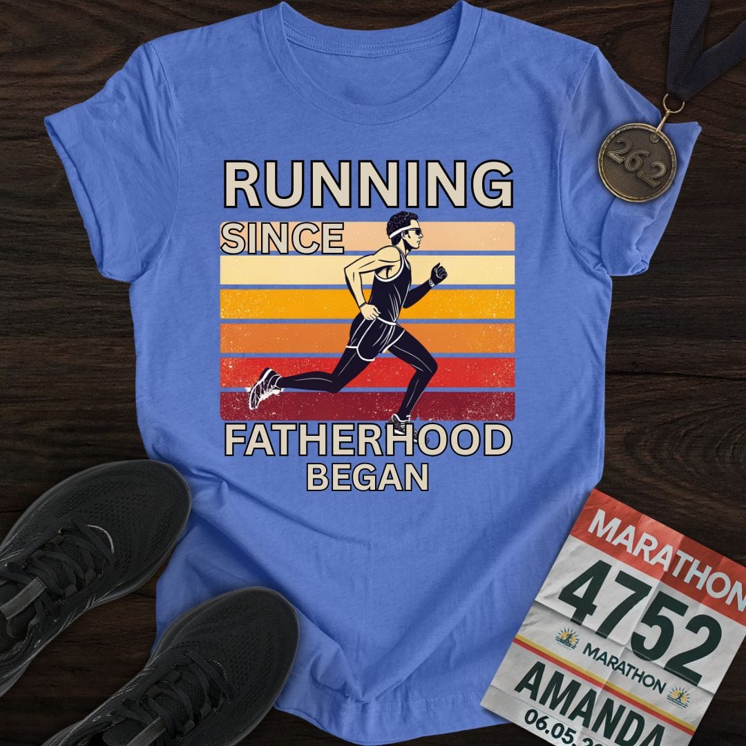 Printify T-Shirt Heather Royal / S Running Since Fatherhood Began T-shirt