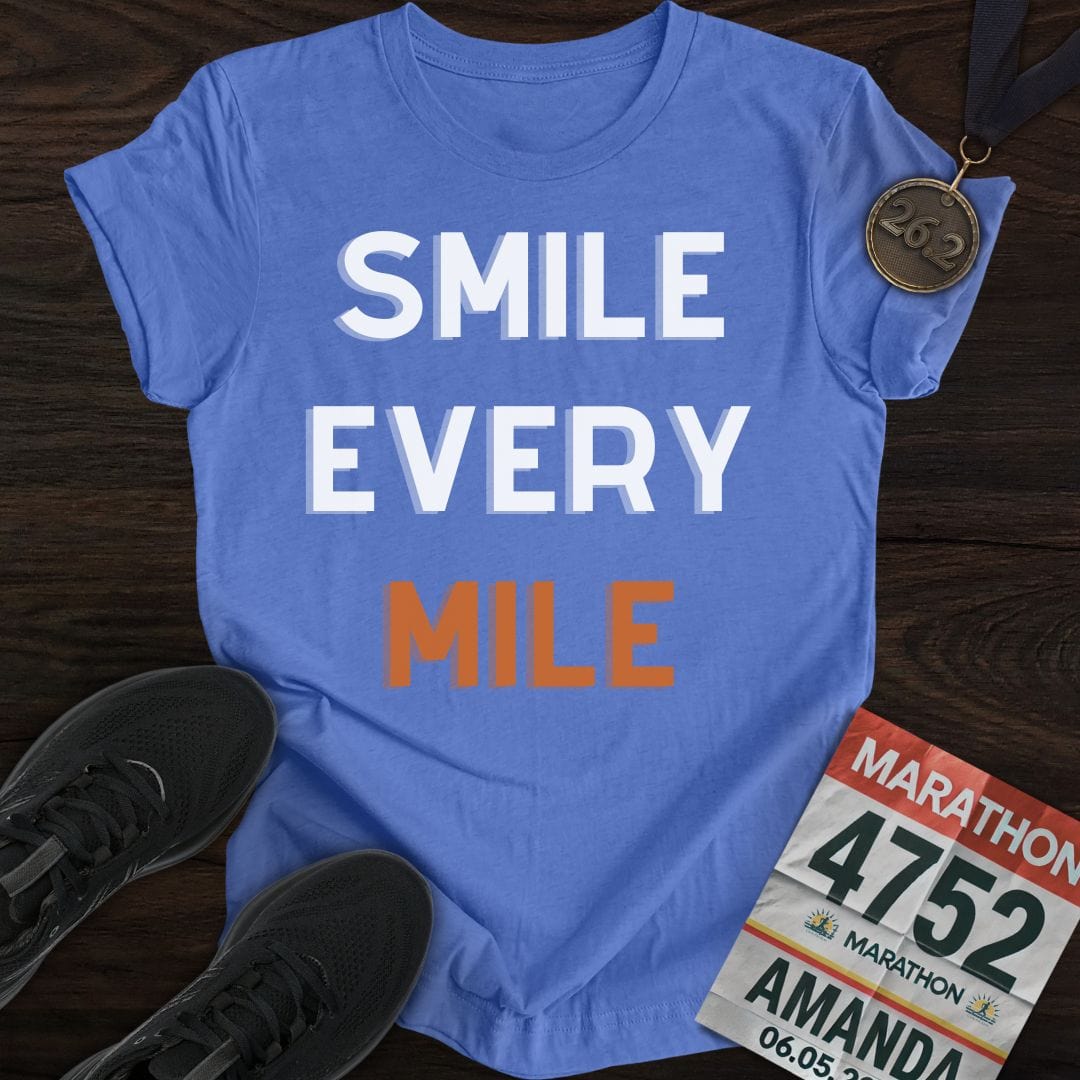 Printify T-Shirt Heather Royal / S Smile Every Mile T-Shirt