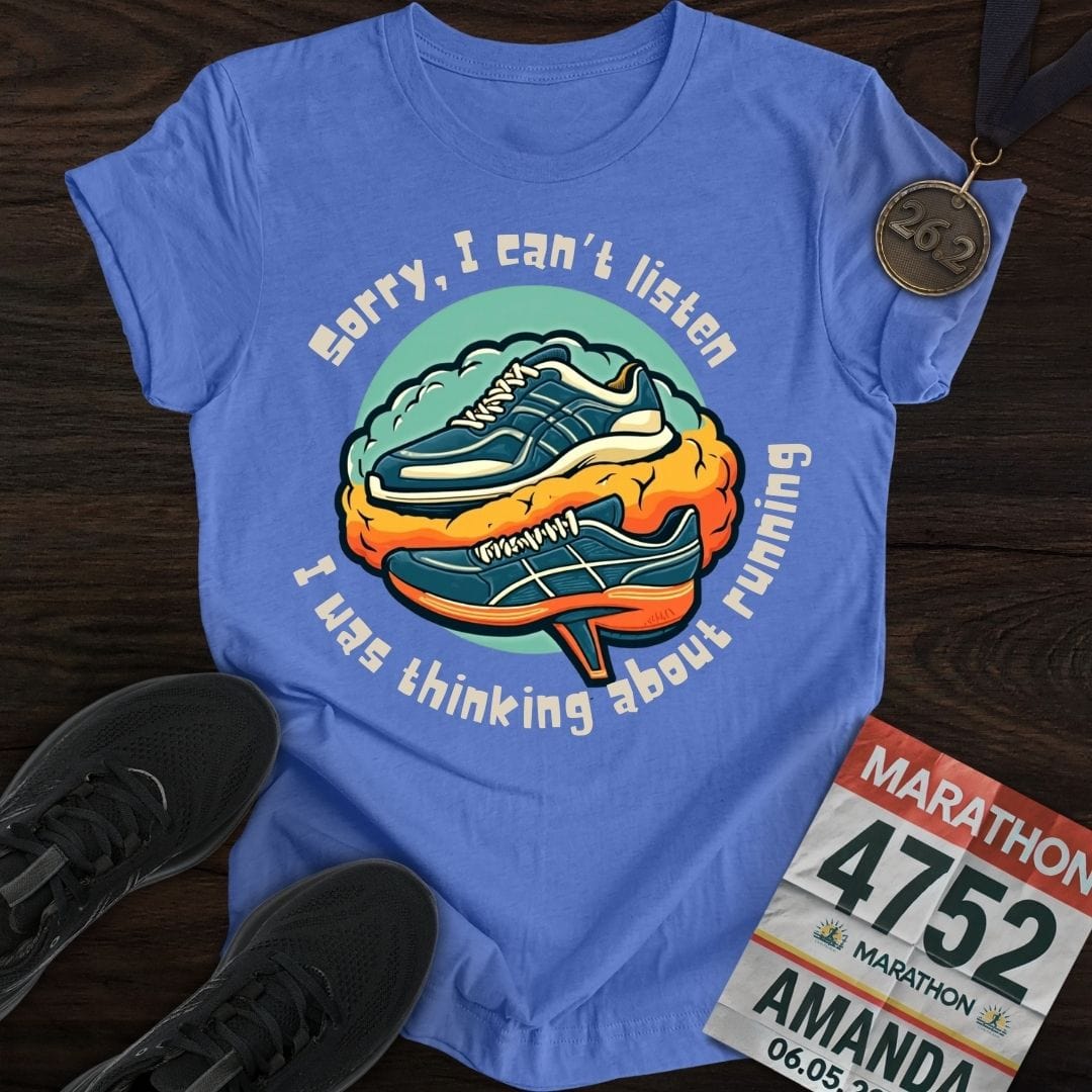 Printify T-Shirt Heather Royal / S Thinking About Running T-shirt