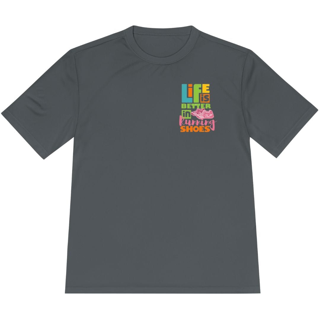 Printify T-Shirt Iron Grey / XS Life Is Better In Running Shoes T-Shirt / Pro
