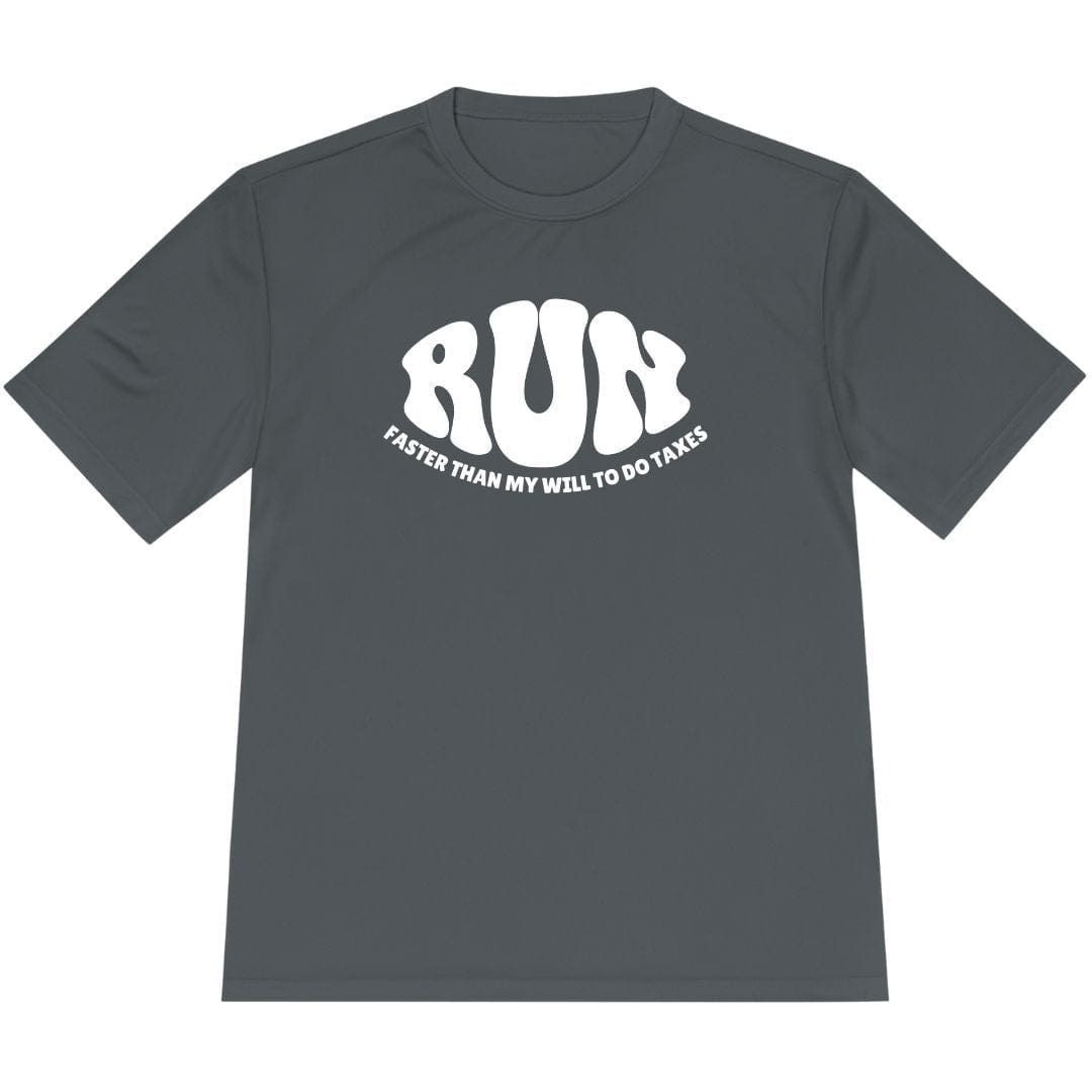 Printify T-Shirt Iron Grey / XS Run: Faster than my will to do taxes T-Shirt / Pro