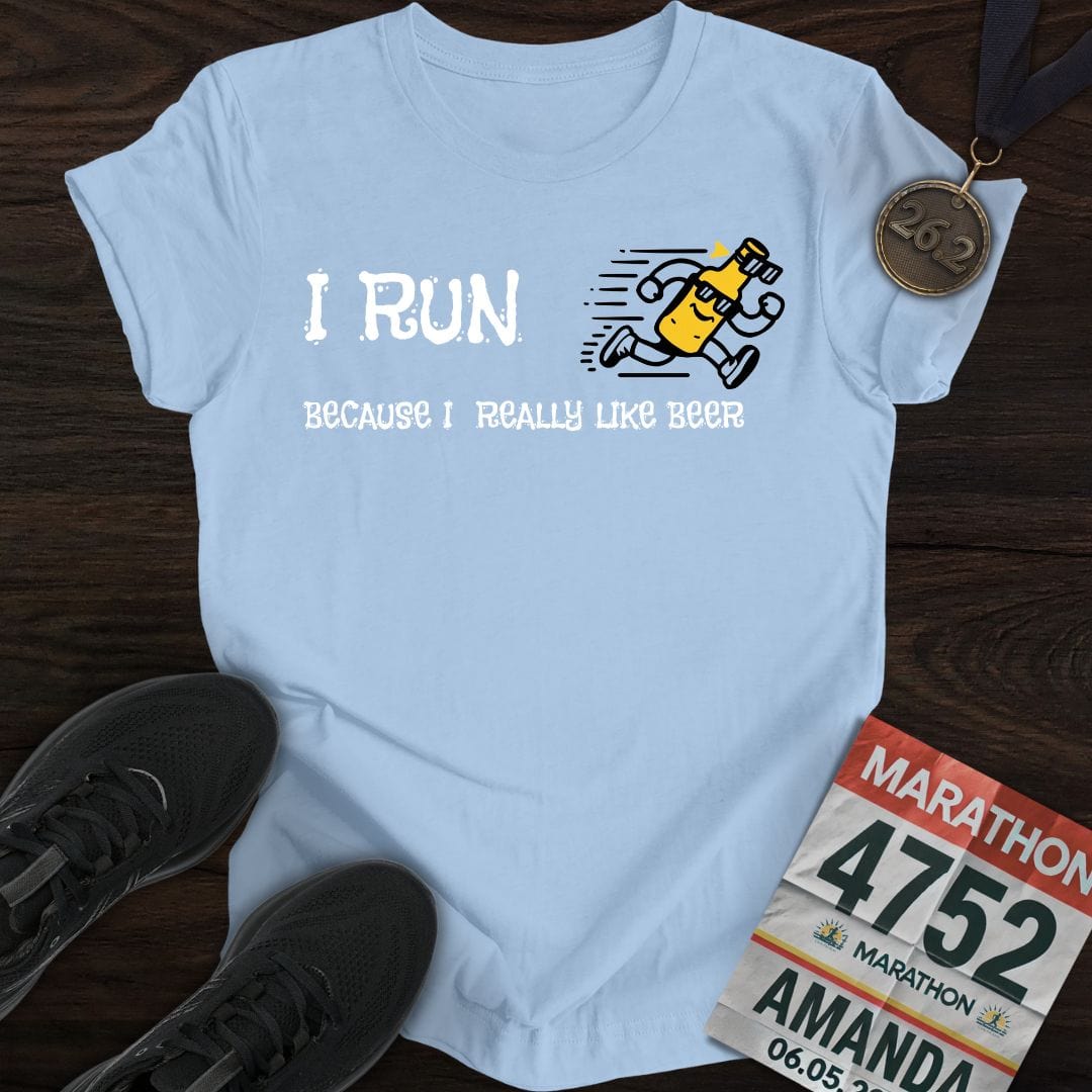 Printify T-Shirt Light Blue / S Like Run for Beer T-Shirt
