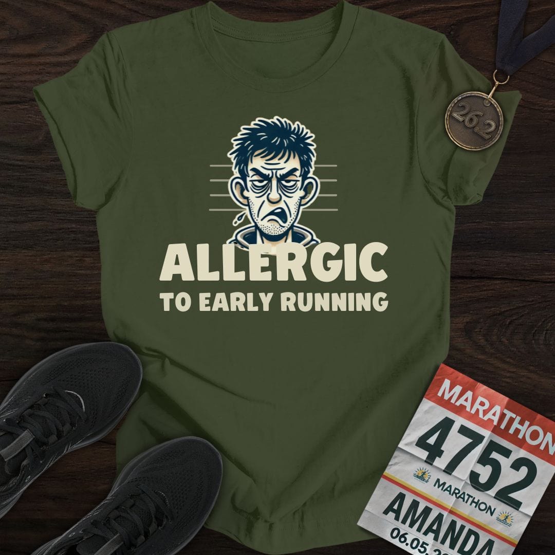 Printify T-Shirt Military Green / S Allergic to Running T-Shirt