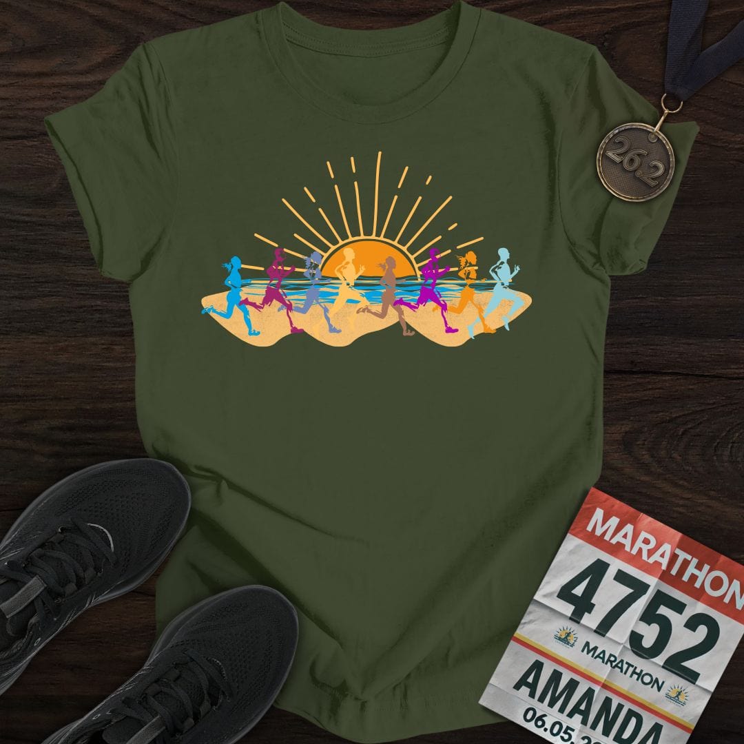 Printify T-Shirt Military Green / S Beach Runners T-Shirt