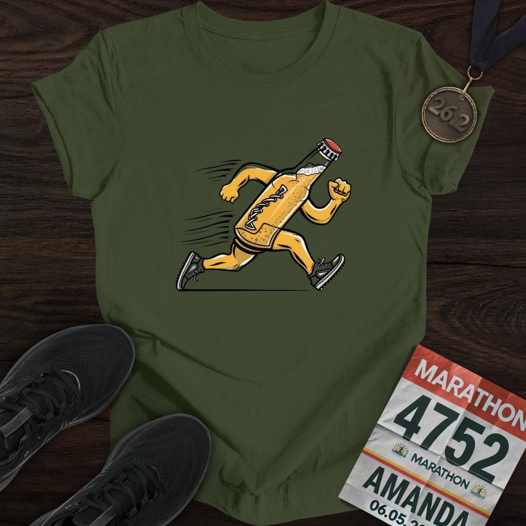 Printify T-Shirt Military Green / S Beer Bottle Runner T-Shirt