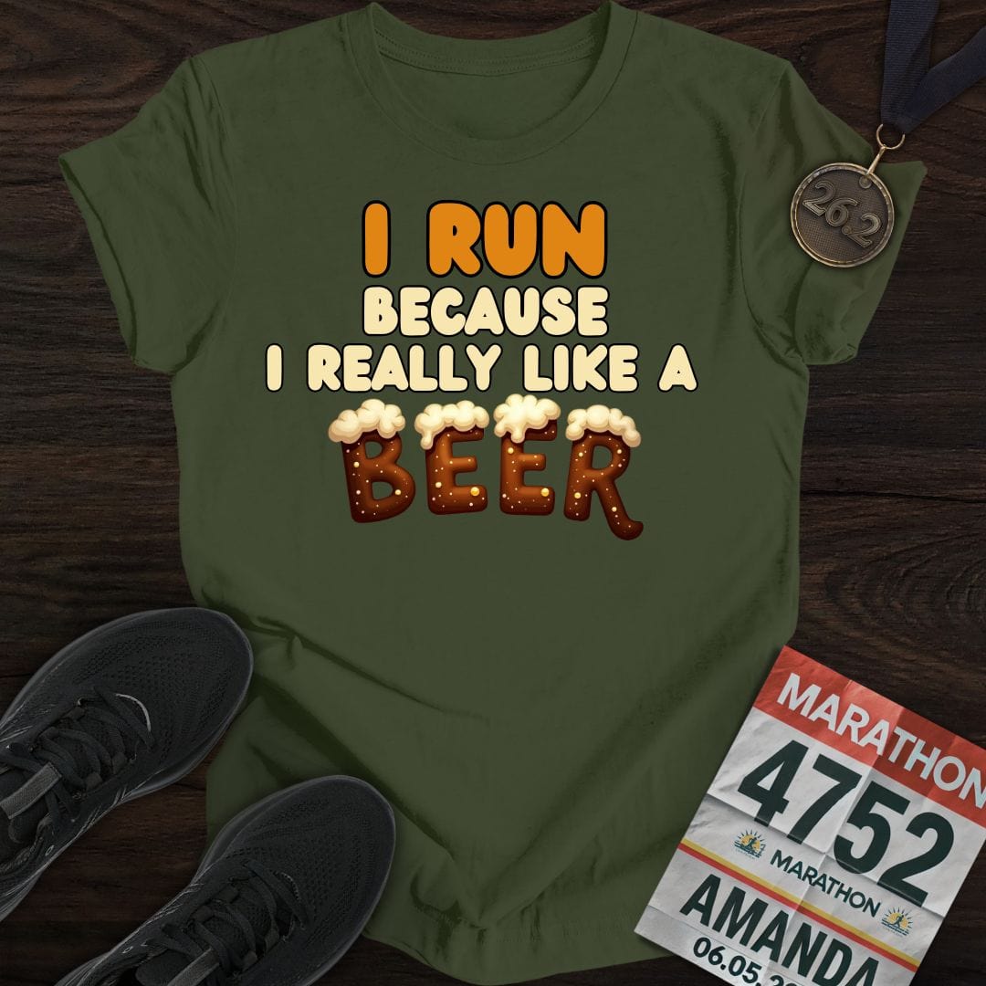 Printify T-Shirt Military Green / S Beer Miles T-shirt