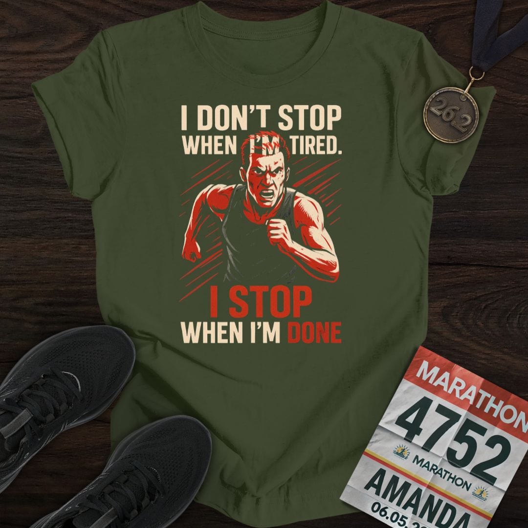 Printify T-Shirt Military Green / S Don't Stop Run! T-Shirt